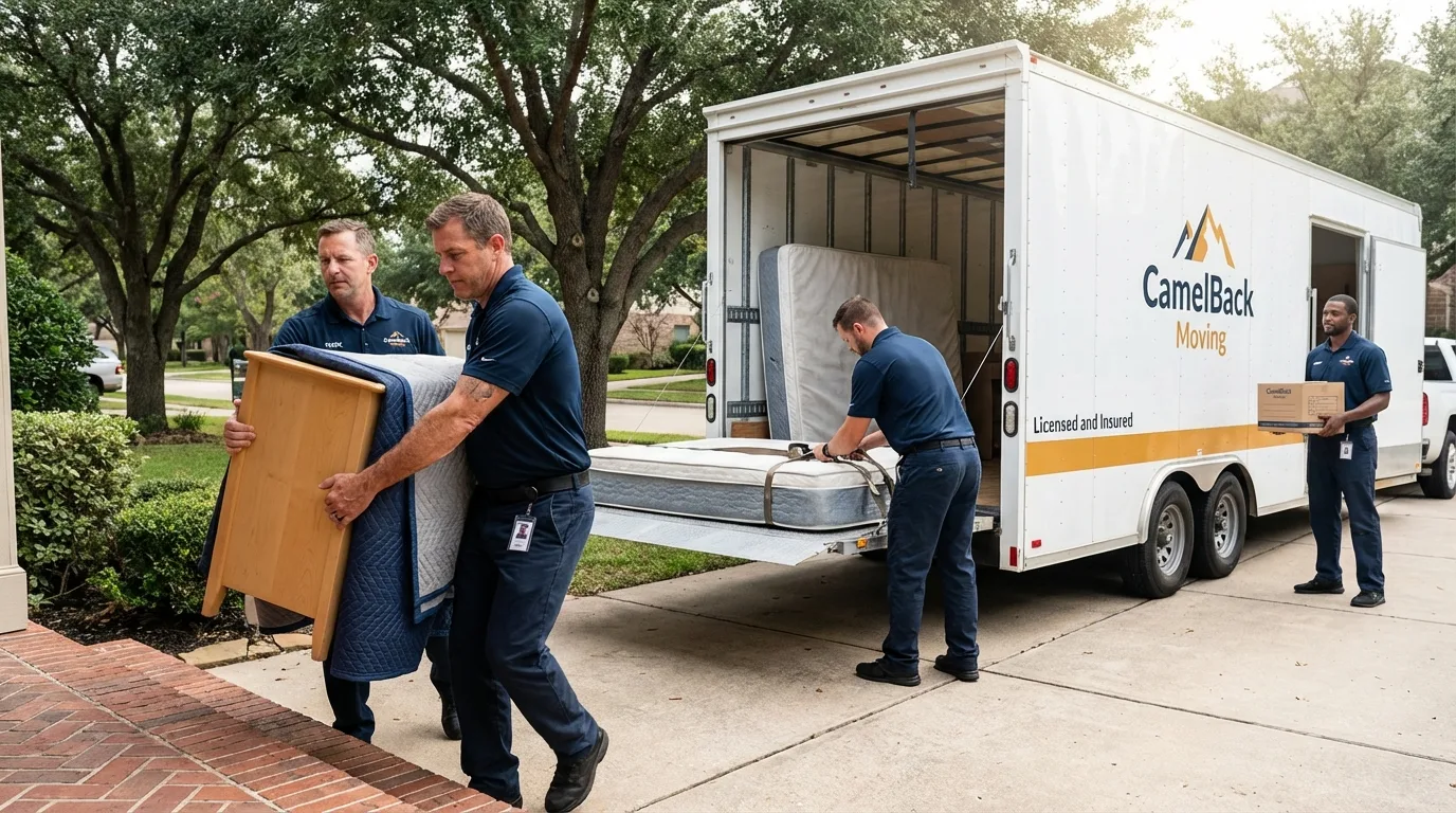 Crew loading residential truck for cross-state move from Dixon, MO